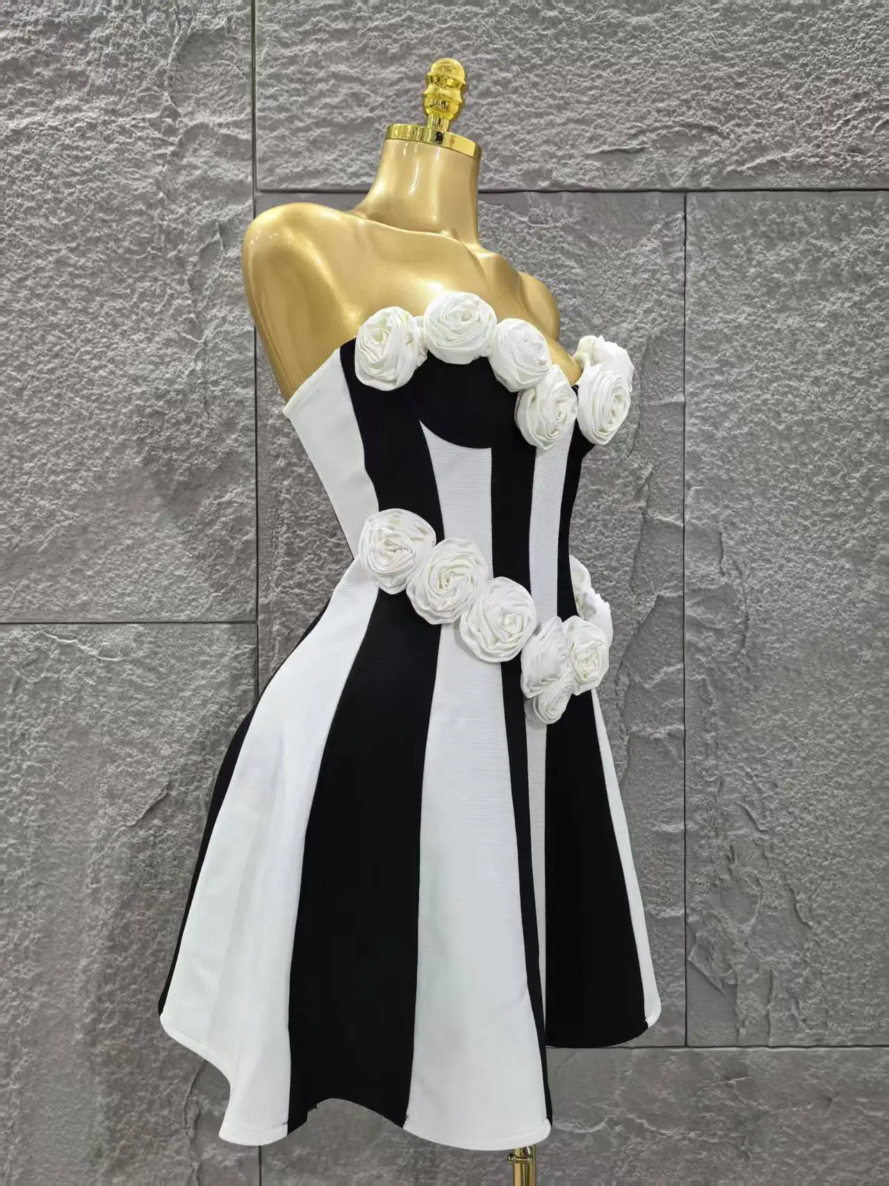 Women Sexy Strapless Florals A-line Mini Bandage Dress Cute Girls' Birthday Party Fashion Cocktail Outfit - Image 4
