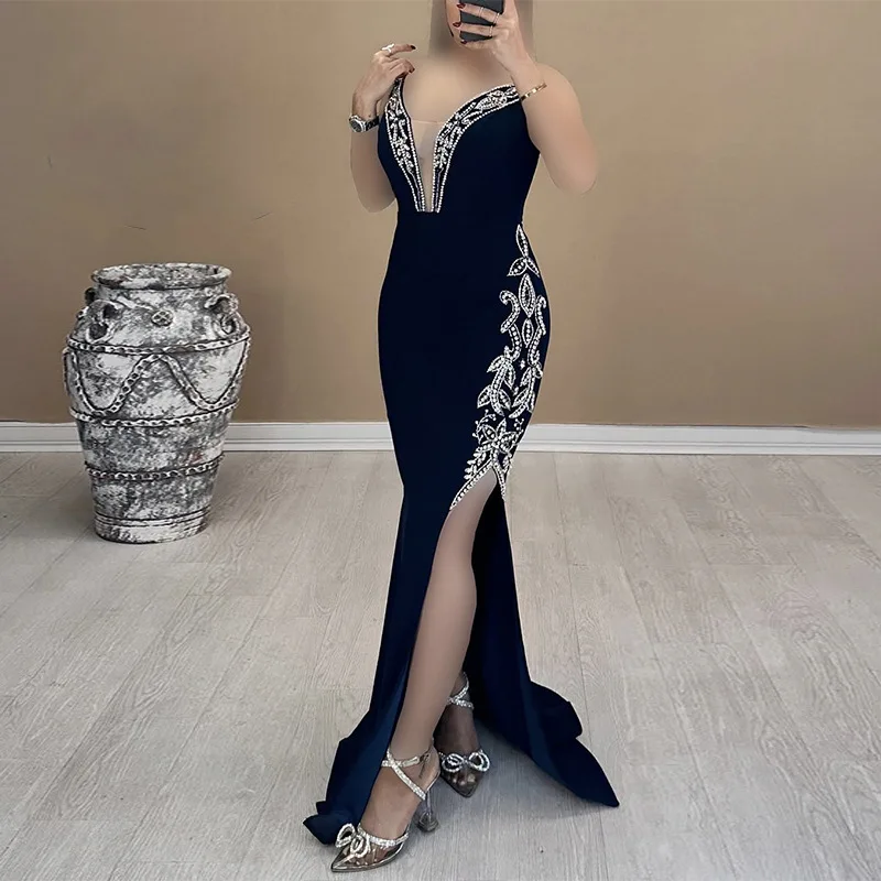Women Shinning Crystal Strapless Off the Shoulder Bodycon Long Bandage Dress Elegant Evening Party Birthday Outfit - Image 2
