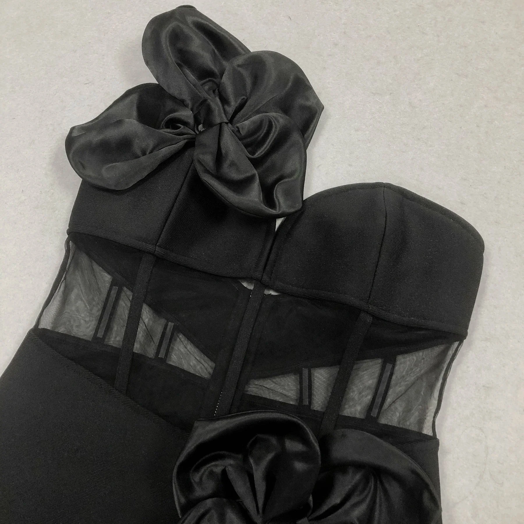 Women Sleeveless Sexy One Shoulder Floral Mesh See Through Bodycon Bandage Long Dress Celebrate Nightclub Party Wear - Image 5