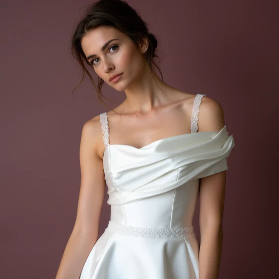 Trendy Short Wedding Dress and Mini Dress with a Floral Embroidered Bodice - Image 4