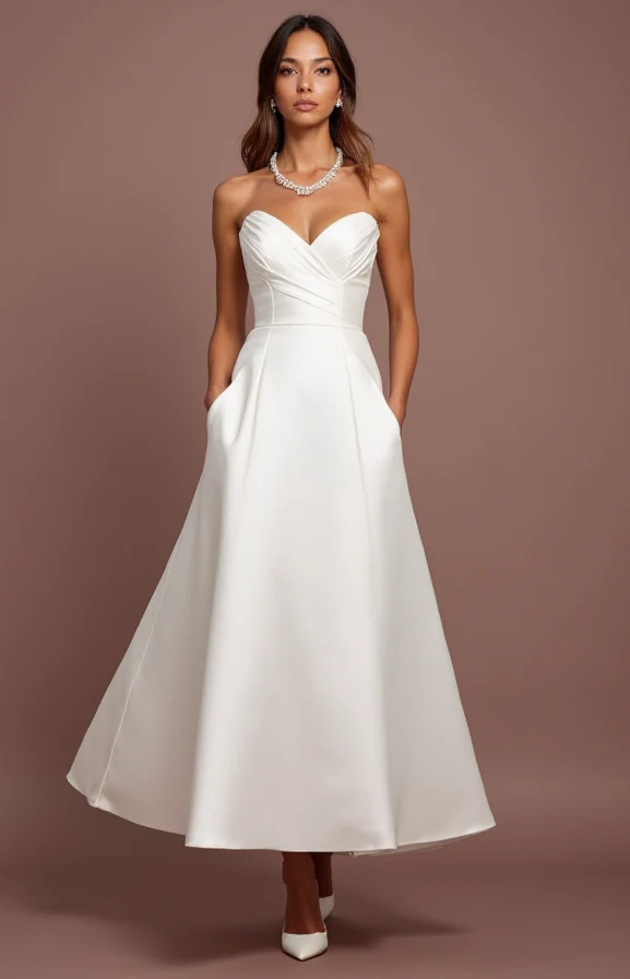 Trendy White Mini Short Wedding Dress with Asymmetrical Hemline for a Fashion-Forward Look - Image 2