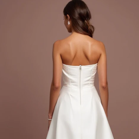 Trendy White Mini Short Wedding Dress with Asymmetrical Hemline for a Fashion-Forward Look - Image 5