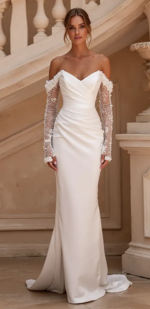 Trumpet Wedding Dress with a Strapless Neckline for a Chic Look - Image 2