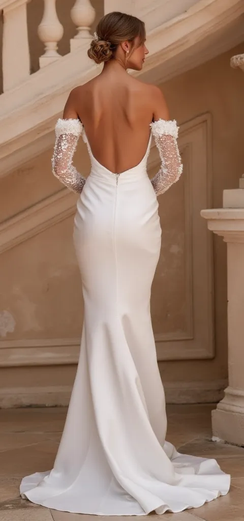 Trumpet Wedding Dress with a Strapless Neckline for a Chic Look - Image 3
