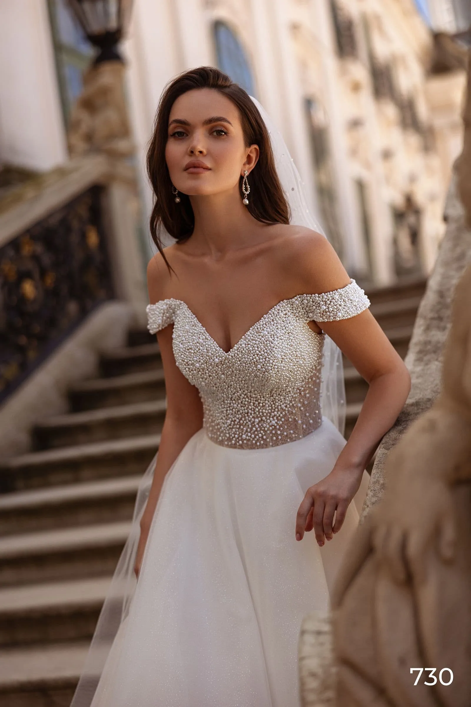 Tulle A-Line Wedding Dress Vestido De Noiva Shining Off the Shoulder Beach Bride Button Bridal Gowns - Image 4