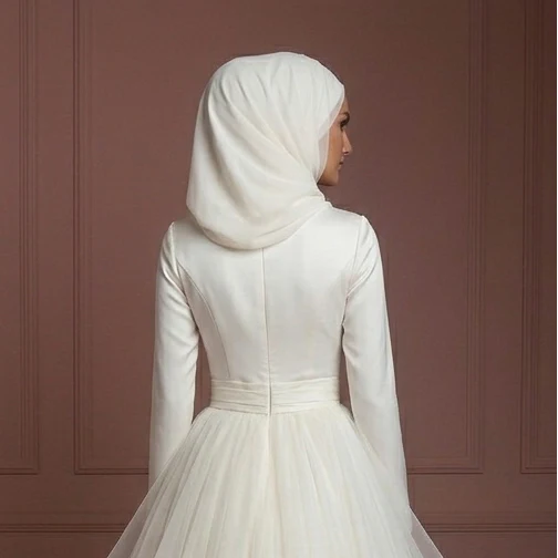 Tulle Princess Wedding Dress – Soft Ivory Modest Style Muslim - Image 5