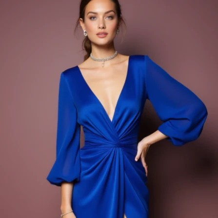 Ultra-Modern Blue Evening Dress & Prom Gown with Geometric Patterns - Image 4