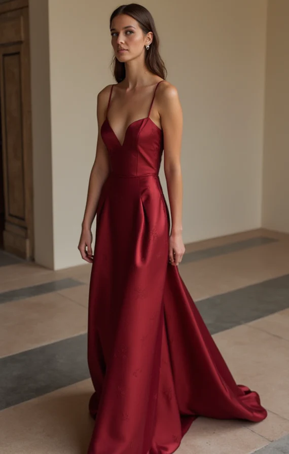 Unique Red Evening Dress & Prom Dress with Mixed Fabrics for a Standout Look - Image 4