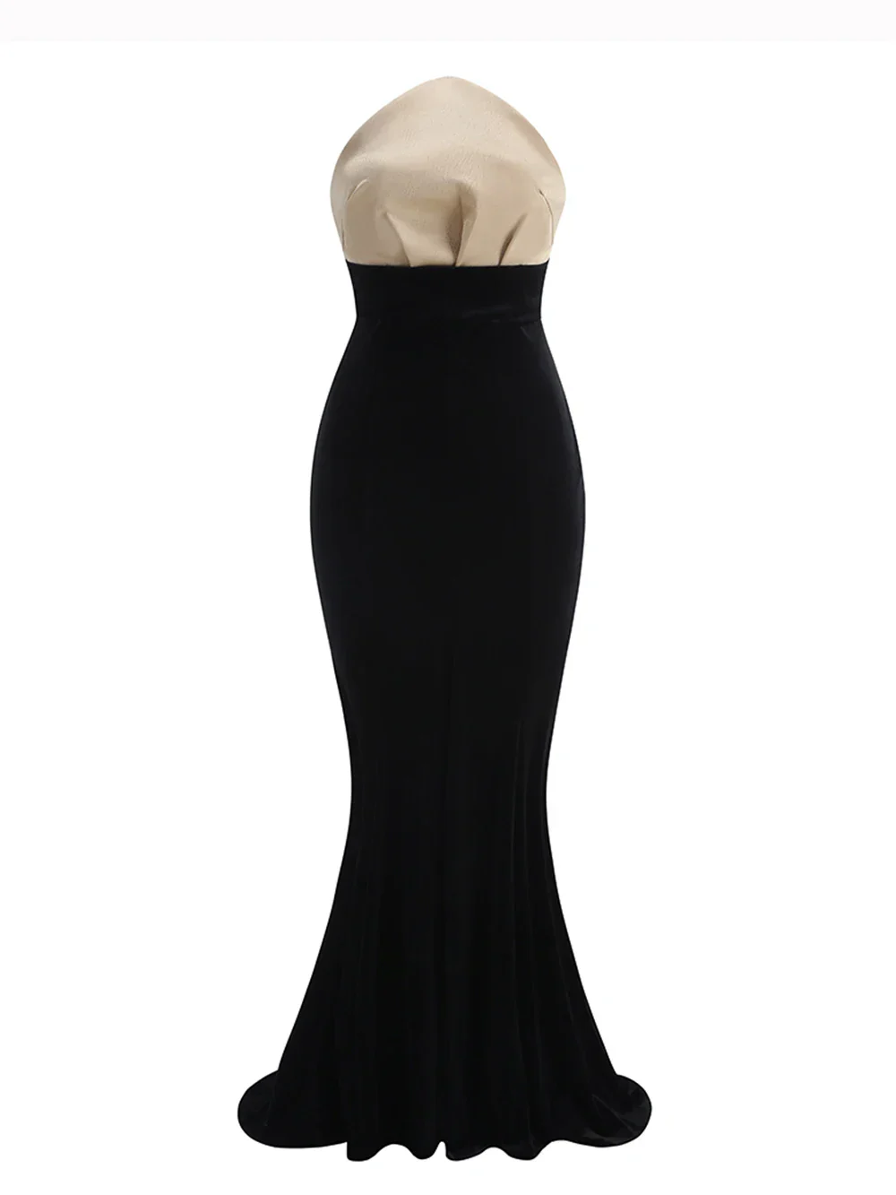 UpAvonu Elegant Strapless Patchwork Velvet Mermaid Long Dress Women Sexy Sleeveless Folds Slim Evening Runway Party Gown - Image 3