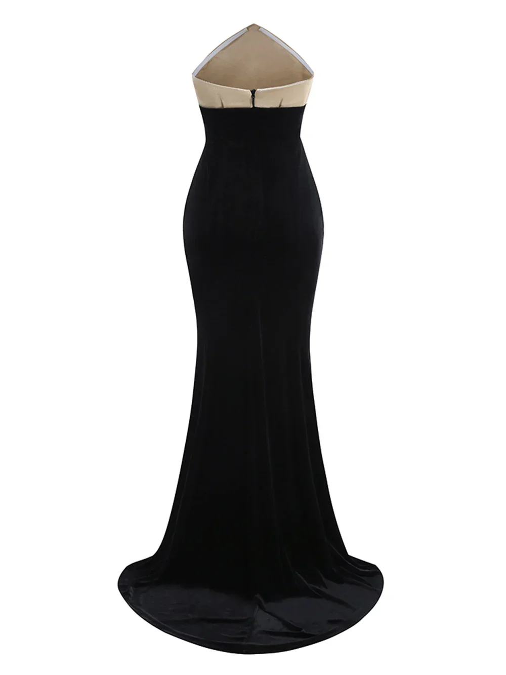 UpAvonu Elegant Strapless Patchwork Velvet Mermaid Long Dress Women Sexy Sleeveless Folds Slim Evening Runway Party Gown - Image 4