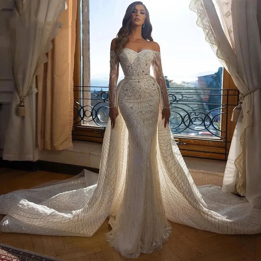 V-Neck Sleeveless Crepe Mermaid Wedding Dress Simple Spaghetti Strap Court Train Cut Out Back Bridal Gown Custom Made - Image 3
