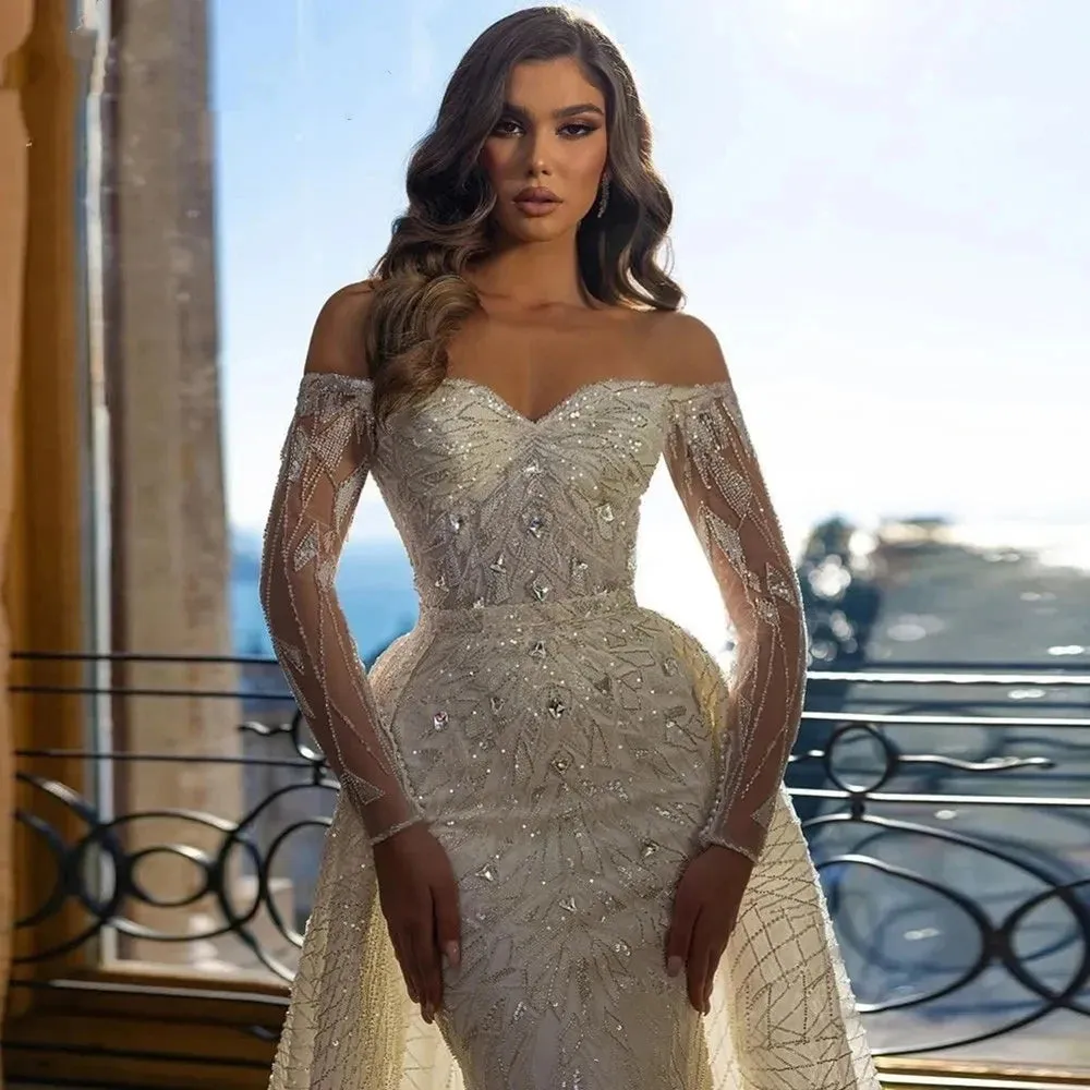 V-Neck Sleeveless Crepe Mermaid Wedding Dress Simple Spaghetti Strap Court Train Cut Out Back Bridal Gown Custom Made - Image 4