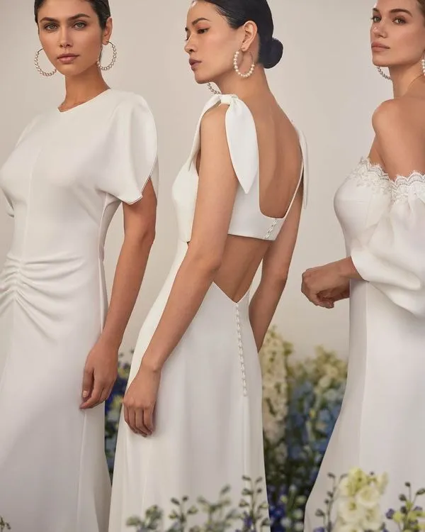 Modern Two-Piece Sheath-Style Wedding Dress Satin Court Train Bow Sleeveless Mermaid Vestido De Novia Bridal Gown Princess - Image 3
