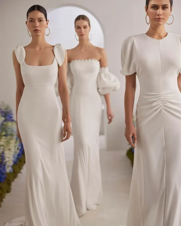 Modern Two-Piece Sheath-Style Wedding Dress Satin Court Train Bow Sleeveless Mermaid Vestido De Novia Bridal Gown Princess - Image 4