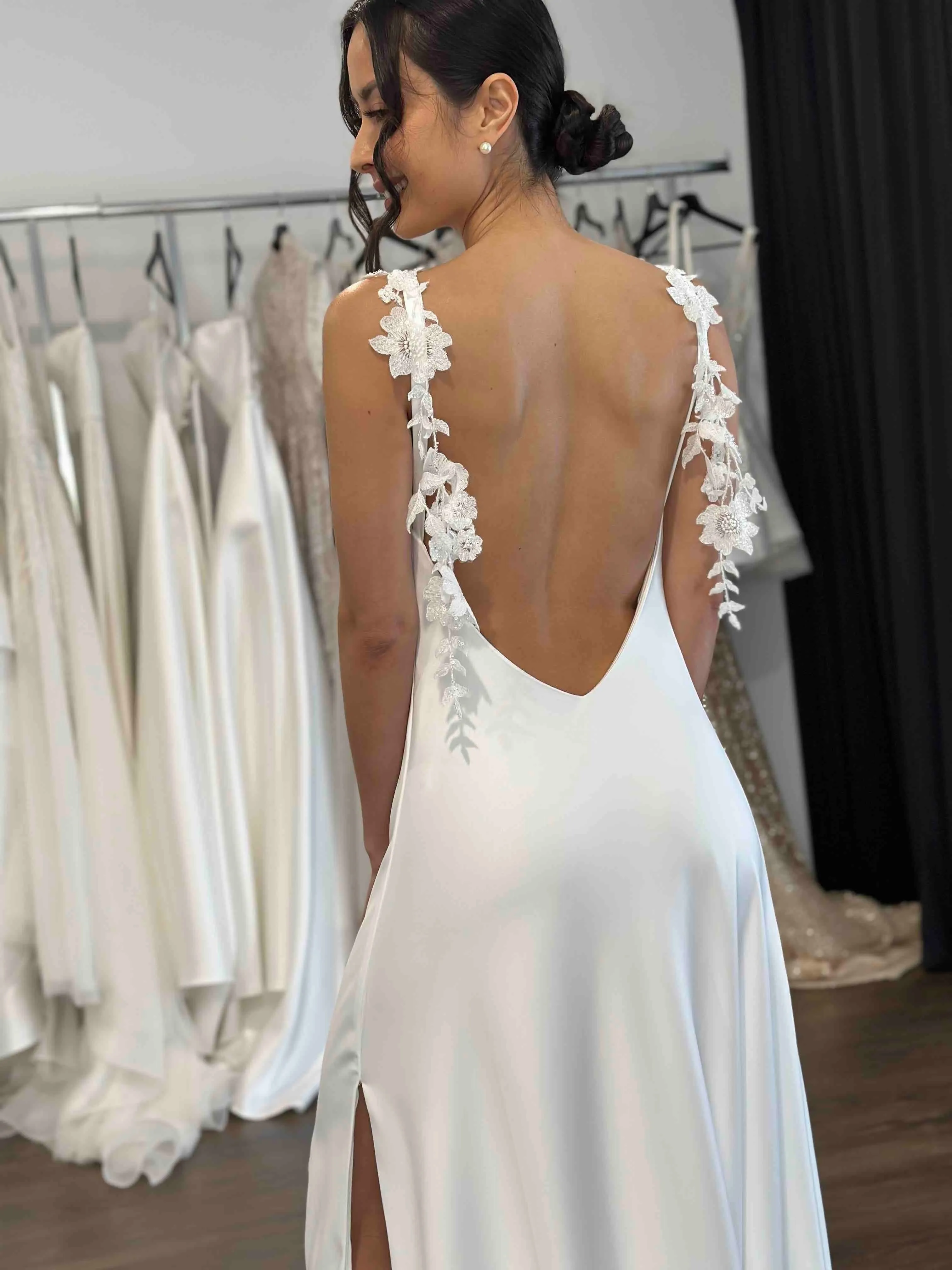 Floor Lenght with V-Neckline Wedding Dress Vestido De Novia Satin Simple Skirt Bow Court Train Dress Bridal Gown - Image 10