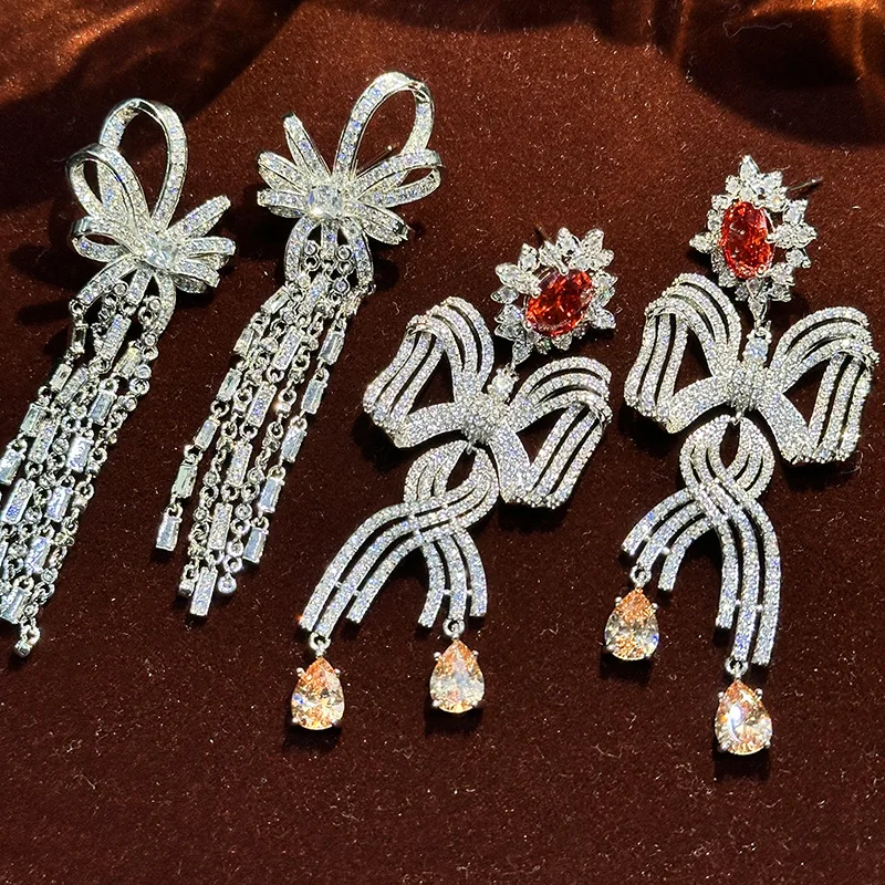 Vintage AAA Zircon Bridal Earrings Zirconia Wedding Earring For Brides Bridesmaids Accessories Women Birthday Gifts Jewelry