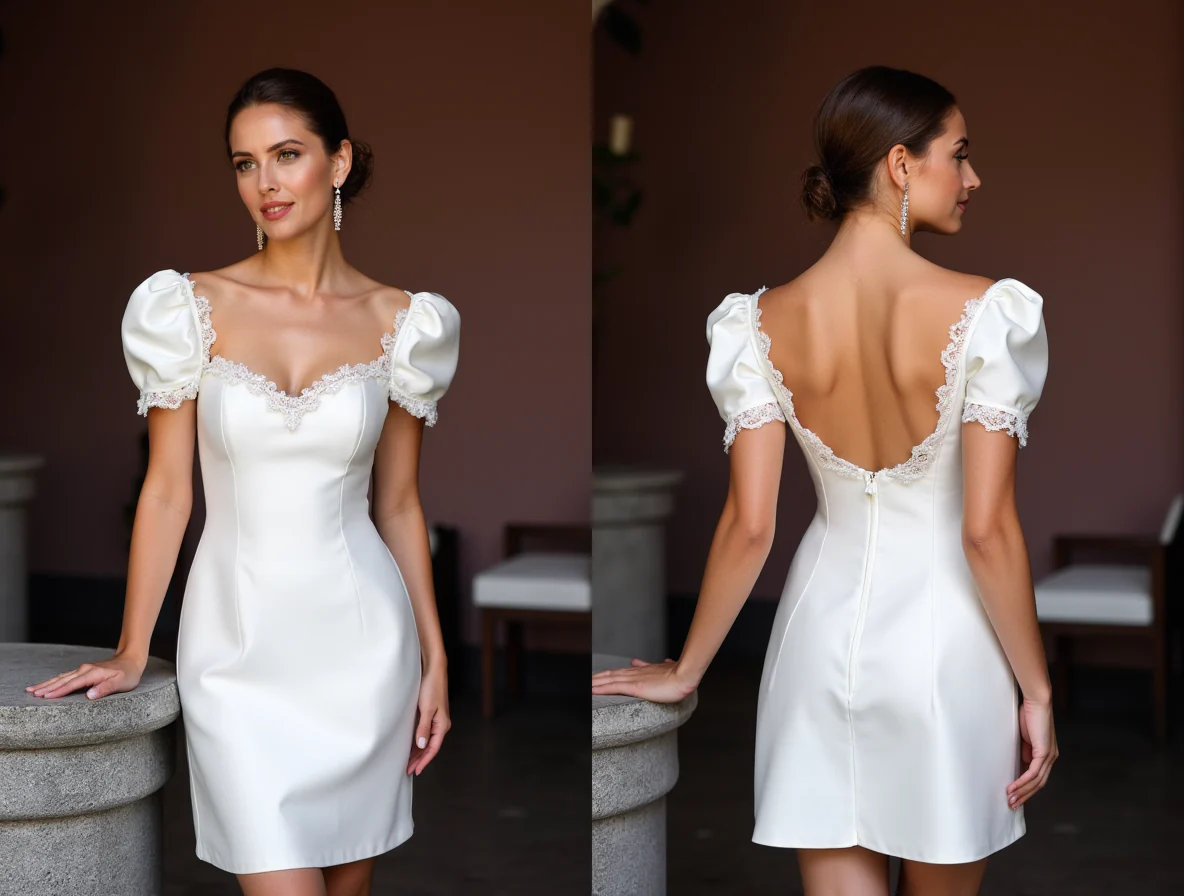 Vintage Short Wedding Dress and Mini Dress with Puff Sleeves for a Retro Look