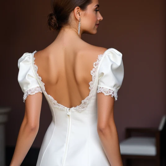 Vintage Short Wedding Dress and Mini Dress with Puff Sleeves for a Retro Look - Image 5