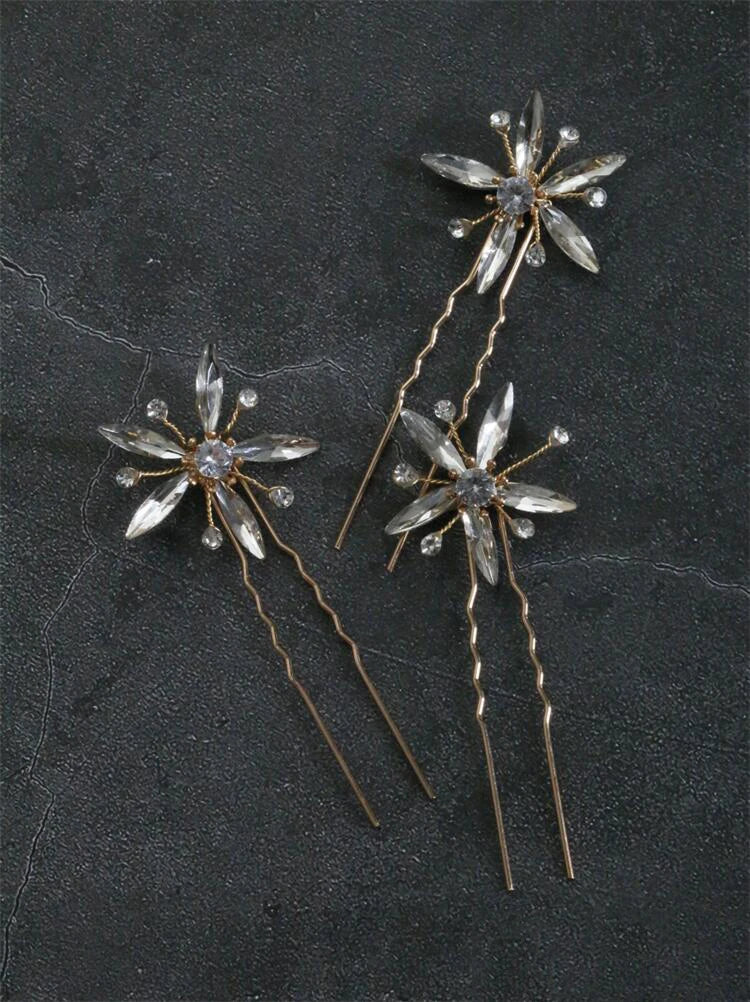 Wedding Accessories Crystal Rhinestones Hair Pins Clips Gold Color Head Pieces For Brides Bridesmaids Hairpins Bridal Jewelry - Image 6