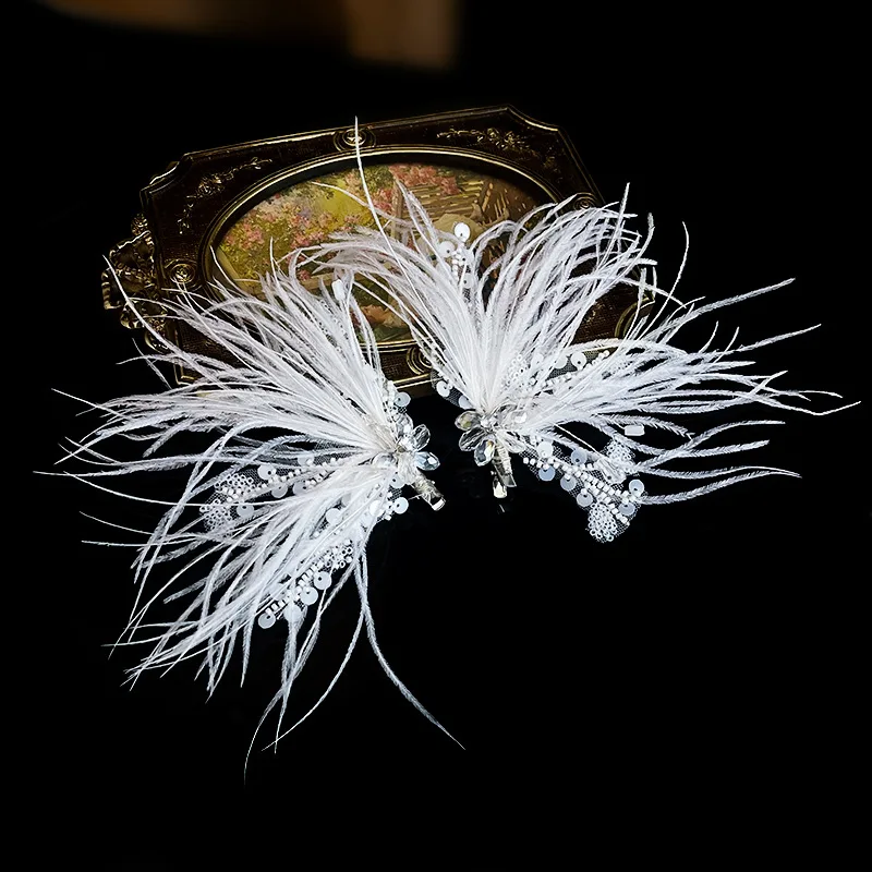 Wedding Accessories Feather Head Piece Evening Party Hairpin For Brides Bridesmaids Women Prom Hair Pin Clip Bridal Jewelry - Image 2