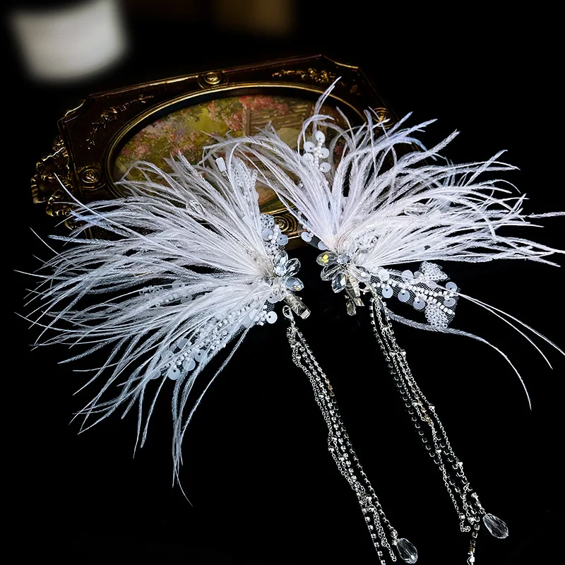 Wedding Accessories Feather Head Piece Evening Party Hairpin For Brides Bridesmaids Women Prom Hair Pin Clip Bridal Jewelry - Image 4