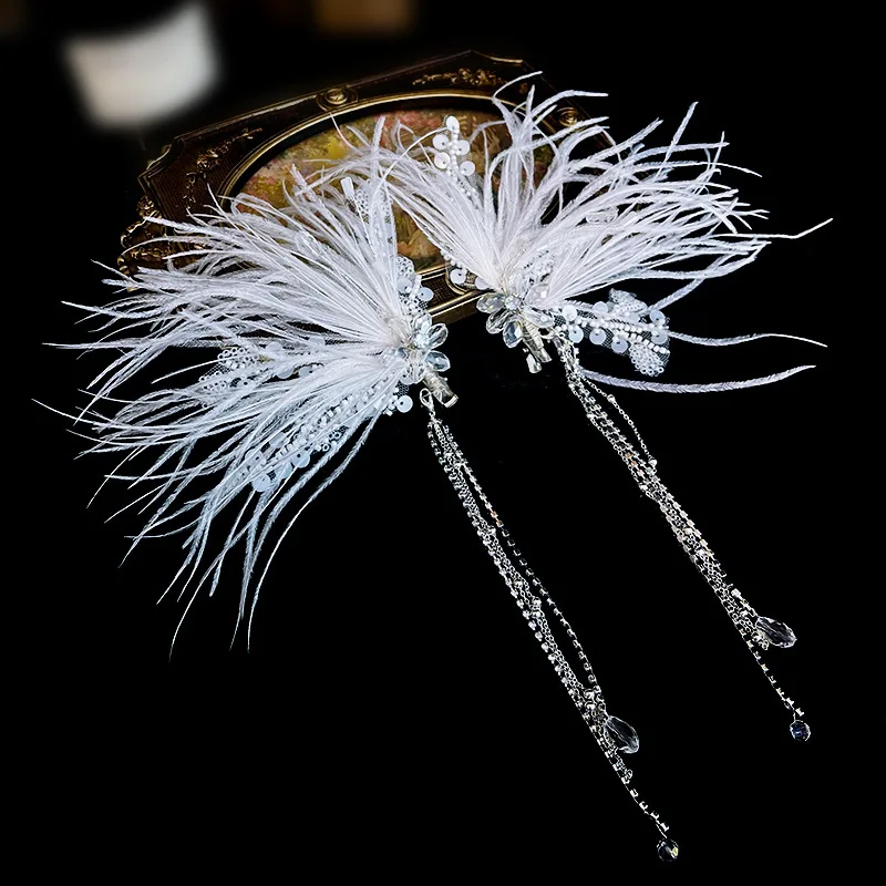 Wedding Accessories Feather Head Piece Evening Party Hairpin For Brides Bridesmaids Women Prom Hair Pin Clip Bridal Jewelry - Image 5