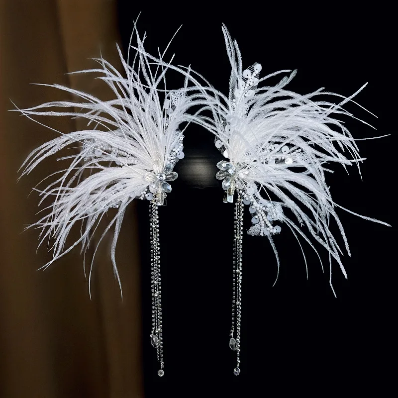 Wedding Accessories Feather Head Piece Evening Party Hairpin For Brides Bridesmaids Women Prom Hair Pin Clip Bridal Jewelry - Image 6