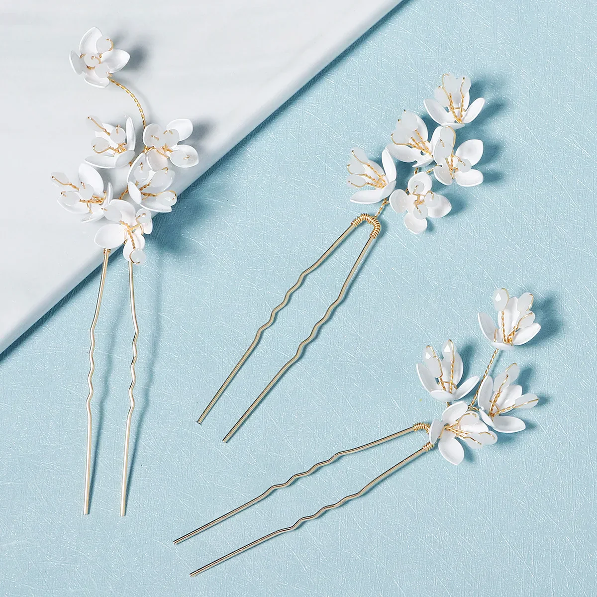 Wedding Accessories Flower Head Pieces Gold Color Hairpins For Bridesmaids Brides Girl Women Hair Pins Clips Bridal Jewelry