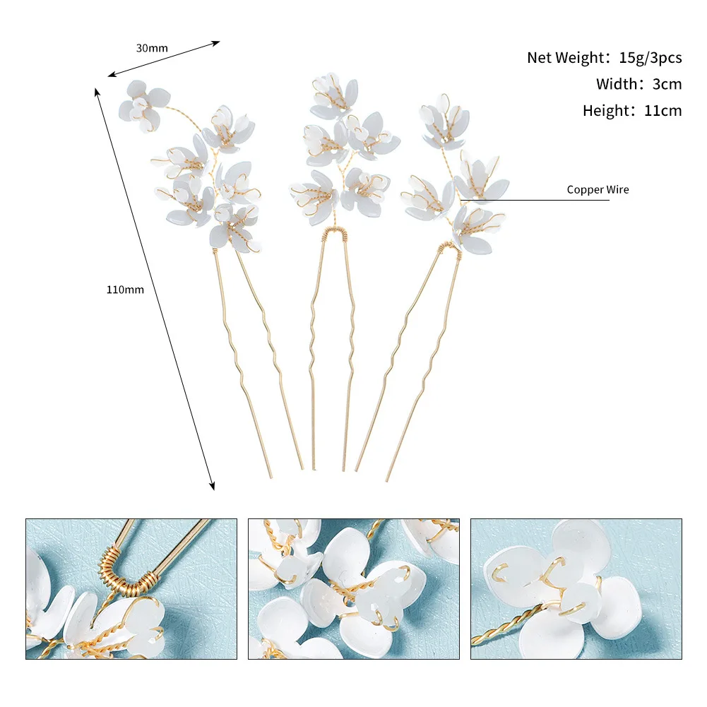 Wedding Accessories Flower Head Pieces Gold Color Hairpins For Bridesmaids Brides Girl Women Hair Pins Clips Bridal Jewelry - Image 5