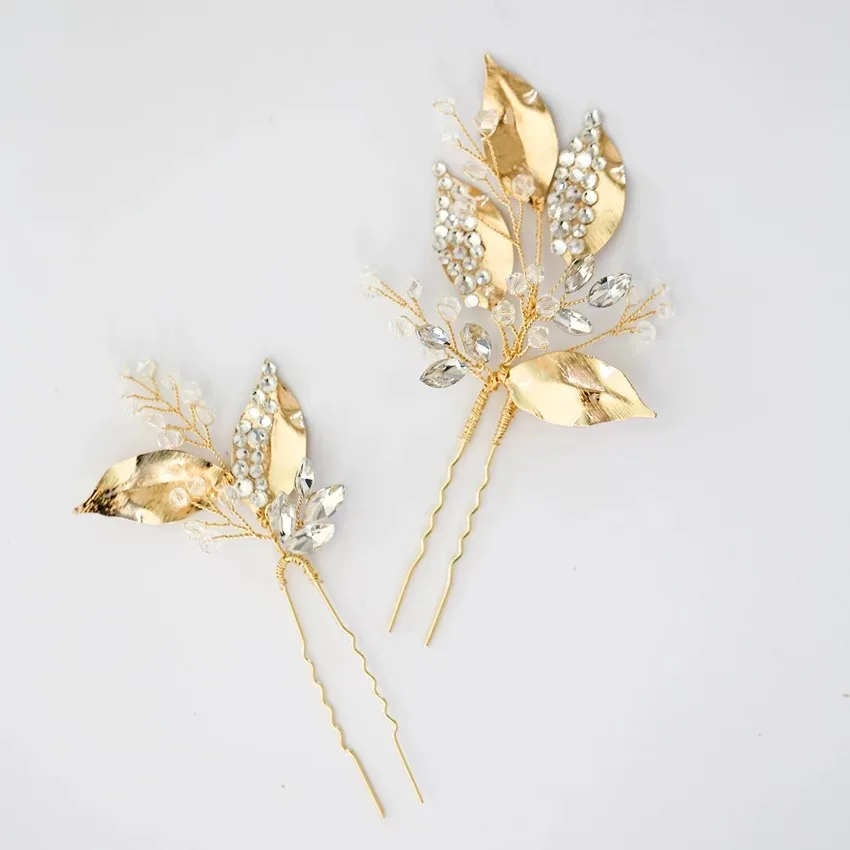 Wedding Accessories Gold Color Hair Pin Clip Rhinestones Crystal Head Piece For Bride Bridesmaids Hairpin Bridal Jewelry - Image 3