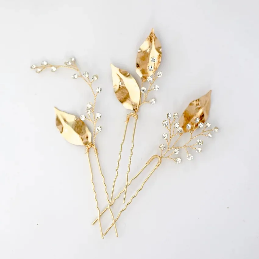 Wedding Accessories Gold Color Hair Pin Clip Rhinestones Crystal Head Piece For Bride Bridesmaids Hairpin Bridal Jewelry - Image 4