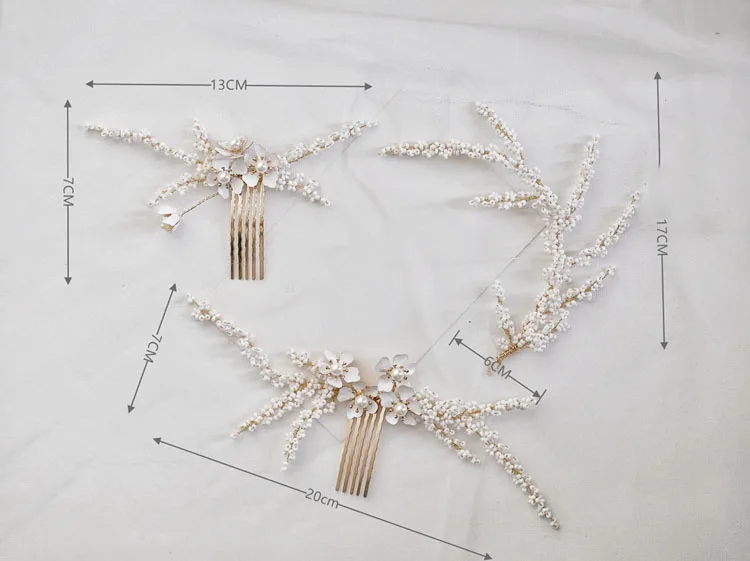 Wedding Accessories Gold Color Hairpins White Flower Head Pieces For Brides Bridesmaids Women Hair Combs Pin Clip Bridal Jewelry - Image 2