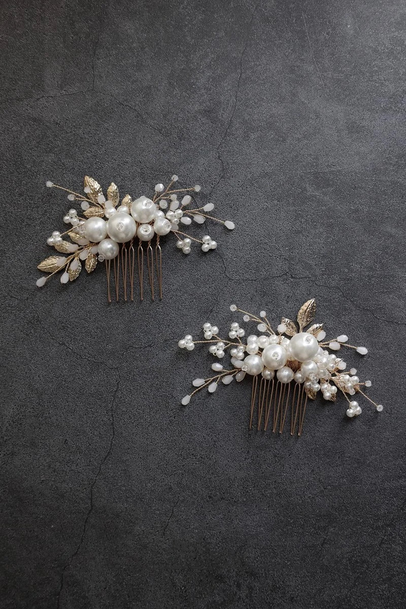 Wedding Accessories Pearl Beaded Hair Pin Clip Comb Gold Silver Color Hairpin For Bride Leaf Headdress Head Piece Bridal Jewelry - Image 9