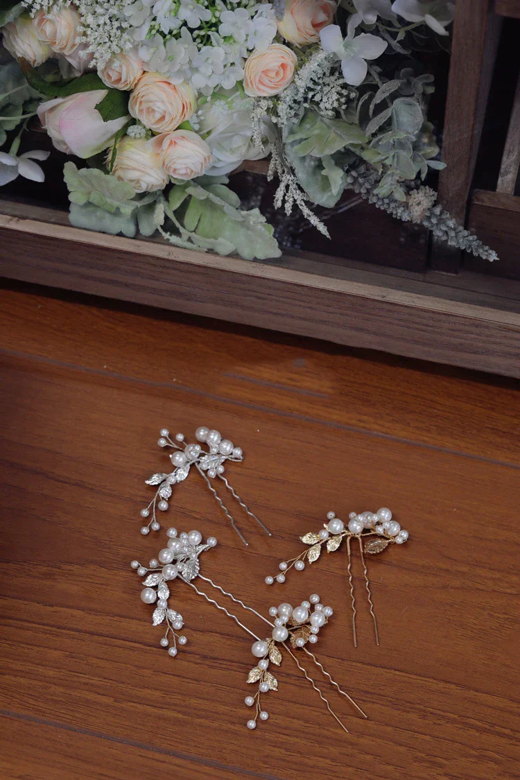 Wedding Accessories Pearl Head Piece Gold Silver Color Hair Pins Clips For Bridesmaids Brides Women Leaf Hairpins Bridal Jewelry - Image 2