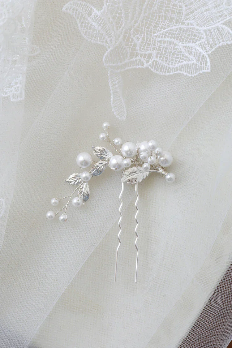 Wedding Accessories Pearl Head Piece Gold Silver Color Hair Pins Clips For Bridesmaids Brides Women Leaf Hairpins Bridal Jewelry - Image 4