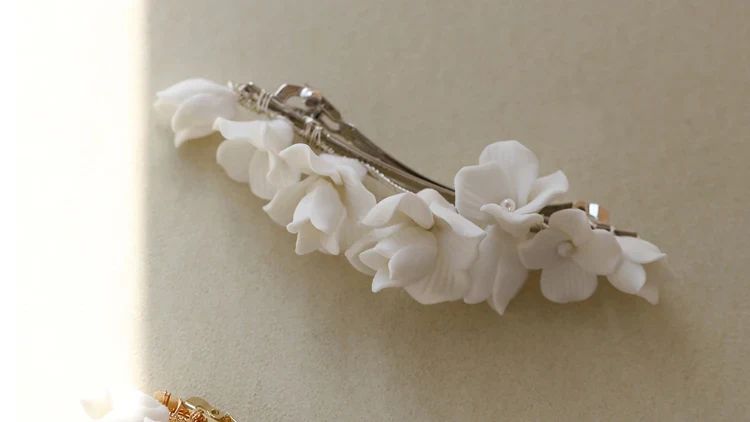 Wedding Accessories Porcelain Flower Hair Pin Clip Women Girl Hairpin For Brides Gold Silver Color Head Piece Bridal Jewelry - Image 10