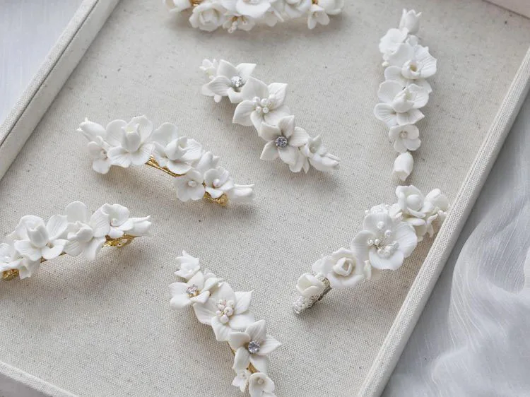 Wedding Accessories Porcelain Flower Hair Pin Clip Women Girl Hairpin For Brides Gold Silver Color Head Piece Bridal Jewelry - Image 2