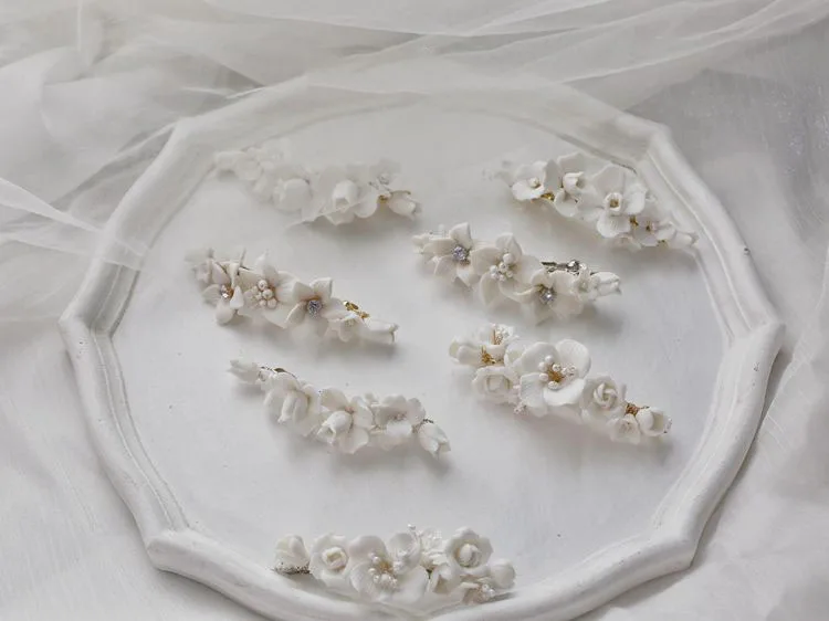 Wedding Accessories Porcelain Flower Hair Pin Clip Women Girl Hairpin For Brides Gold Silver Color Head Piece Bridal Jewelry - Image 3
