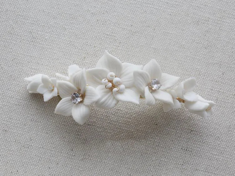 Wedding Accessories Porcelain Flower Hair Pin Clip Women Girl Hairpin For Brides Gold Silver Color Head Piece Bridal Jewelry - Image 5