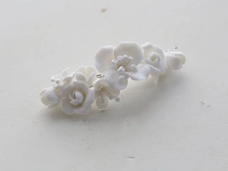 Wedding Accessories Porcelain Flower Hair Pin Clip Women Girl Hairpin For Brides Gold Silver Color Head Piece Bridal Jewelry - Image 6