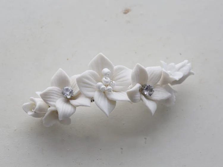 Wedding Accessories Porcelain Flower Hair Pin Clip Women Girl Hairpin For Brides Gold Silver Color Head Piece Bridal Jewelry - Image 7