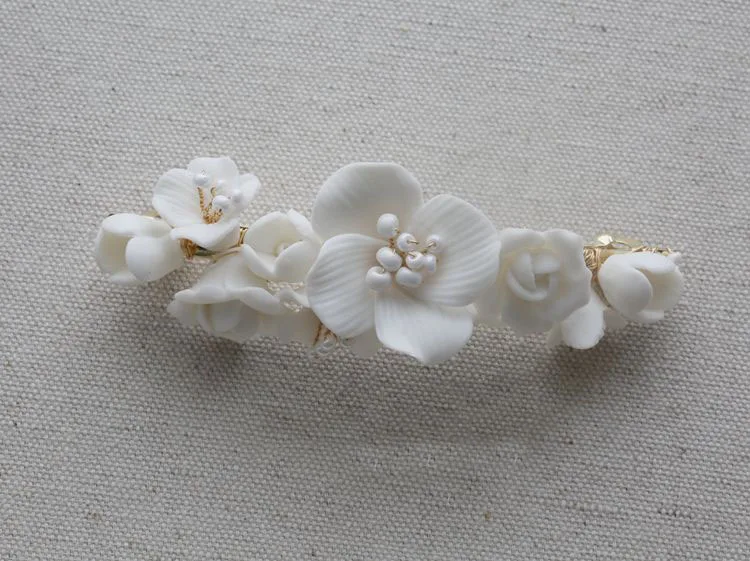 Wedding Accessories Porcelain Flower Hair Pin Clip Women Girl Hairpin For Brides Gold Silver Color Head Piece Bridal Jewelry - Image 9