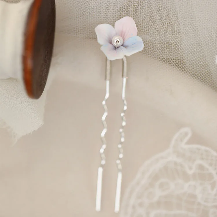 Wedding Accessories Porcelain Flower Hair Pin Clip Yellow Blue Hairpin For Brides Women Girl Head Piece Headdress Bridal Jewelry - Image 7