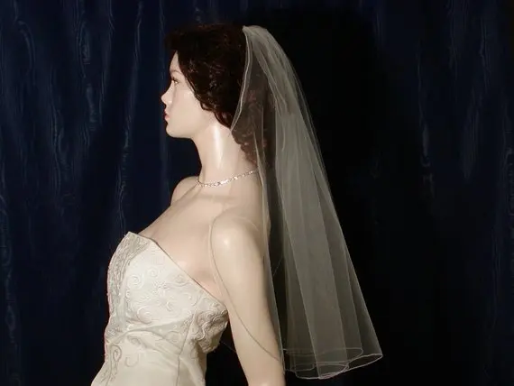Wedding Bridal Veil Elbow Length Cascading Waterfall Style - Image 2