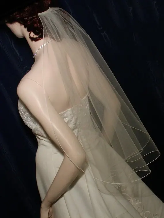 Wedding Bridal Veil Elbow Length Cascading Waterfall Style - Image 3