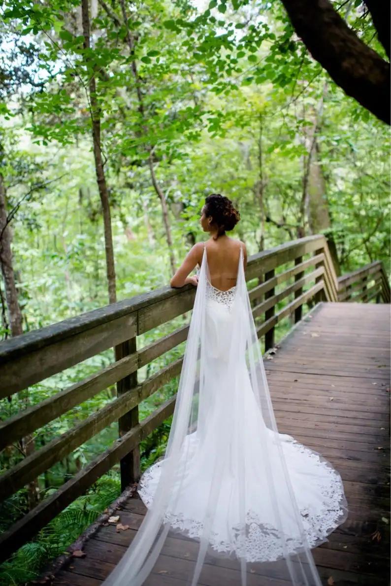 Wedding Cape, Bridal Cape Veil ,Wedding Cape Veil, Modern Veil, Drape Veil Cape in White, Off White , Ivory , Champagne