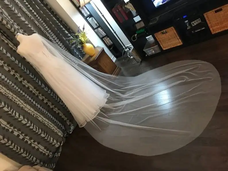 Wedding Cape, Bridal Cape Veil ,Wedding Cape Veil, Modern Veil, Drape Veil Cape in White, Off White , Ivory , Champagne - Image 3