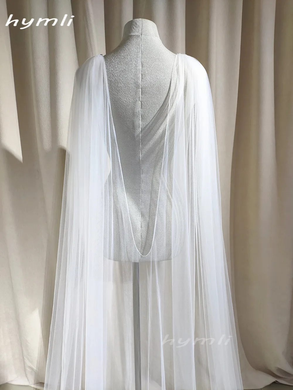 Wedding Cape Veil Bridal Shoulder Veil Soft Tulle Cathedral Veil in White Off-White Ivory Champagne - Image 2
