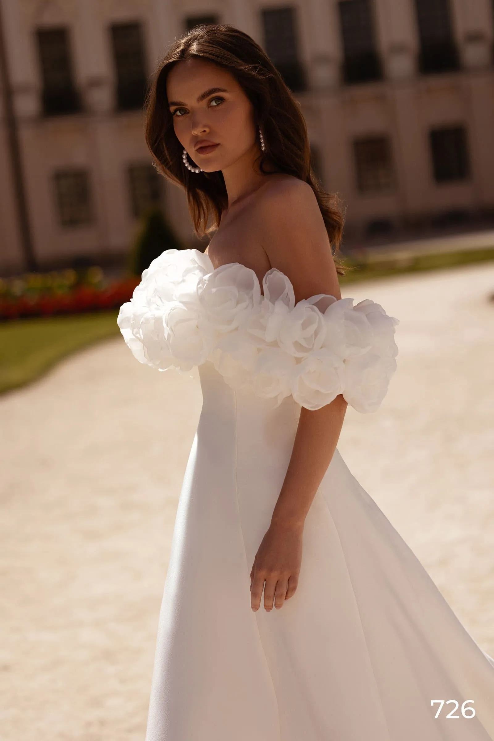 Wedding Dress Crepe Fashion A-Line Off Shoulder Floor-Length Elegant Exquisite Morden style Luxury - Image 3