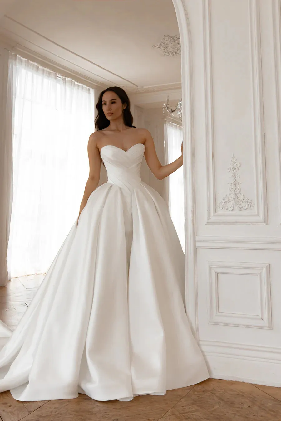 Basque Waist Wedding Dress Satin Princess Mermaid Vestido De Novia Court Train Dress Bridal Gown Bow Simple - Image 6